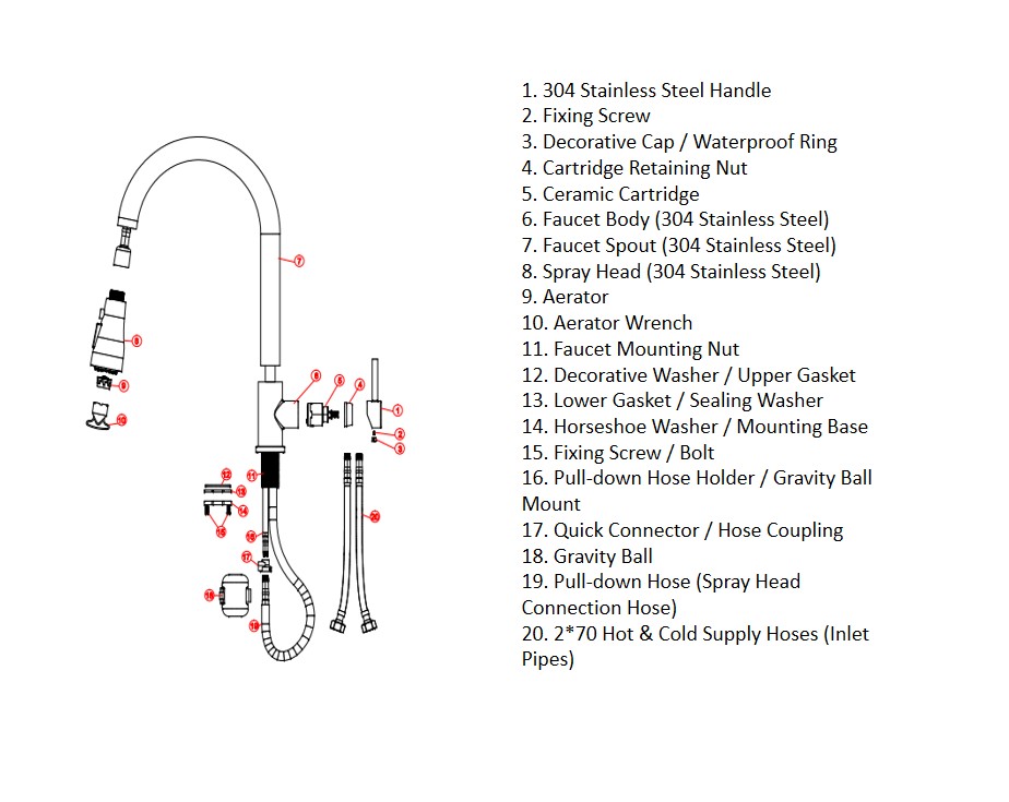 Single-Handle Brass Kitchen Faucet