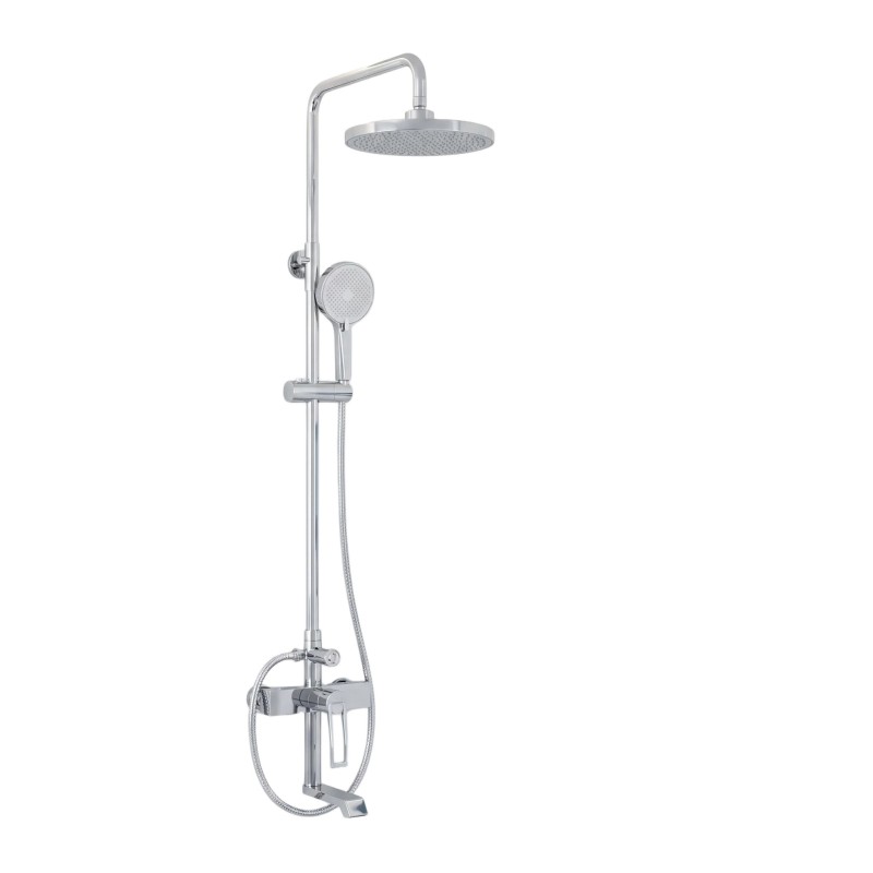 Chrome-plated exposed shower set with a mixed-style design